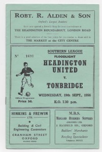 1956/57 Southern League - HEADINGTON UNITED v. TONBRIDGE for sale on Ebay