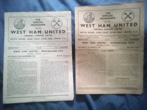 WEST HAM  UTD  v  BIRMINGHAM ×2  =  1952 + 1954   =    KEN BROWN & GIL MERRICK for sale on Ebay