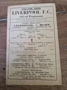 1943 LIVERPOOL v BURY  RARE FOOTBALL PROGRAMME for sale on Ebay