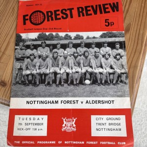 Nottingham Forest v Aldershot League Cup Programme 7 Sept 71 Excellent Condition for sale on Ebay