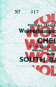 Ticket  Wolverhampton Wanderers v Chelsea 1969/70 for sale on Ebay