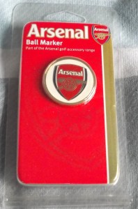 ARSENAL FOOTBALL CLUB, RARE DOUBLE-SIDED METAL GOLF BALL MARKER, NEW/UNUSED. for sale on Ebay
