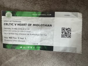 Celtic v Hearts - 16/05/26 - Match Ticket Stub - Title Decider for sale on Ebay