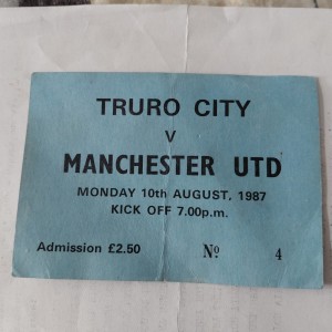 RARE TICKET STUB-TRURO CITY V MANCHESTER UNITED -PRE SEASON FRIENDLY-AUGUST 1987 for sale on Ebay