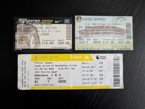 3 X MANCHESTER UNITED V LEEDS UNITED AWAY Premier League Used Match Ticket Stub for sale on Ebay