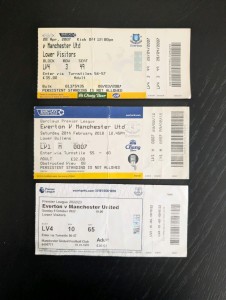 3 X MANCHESTER UNITED V EVERTON AWAY Premier League Used Match Ticket Stub for sale on Ebay