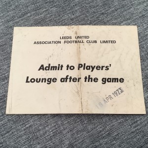 LEEDS UNITED V MANCHESTER UNITED ADMIT TO PLAYERS LOUNGE AFTER GAME TICKET 1973 for sale on Ebay