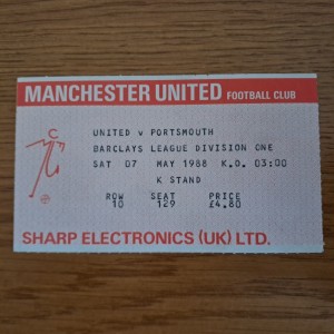 TICKET STUB: MANCHESTER UNITED V. PORTSMOUTH - 7.5.88 for sale on Ebay