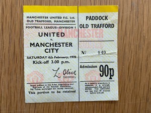 Manchester United v  manchester City  Match Ticket 1977/8 for sale on Ebay