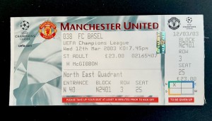UNUSED Ticket - MANCHESTER UNITED V FC BASEL-12/03/03-UEFA Champions League for sale on Ebay