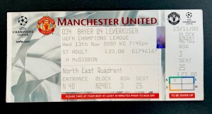 UNUSED Ticket- MANCHESTER UNITED V BAYER LEVERKUSEN-13/11/02-Champions League for sale on Ebay