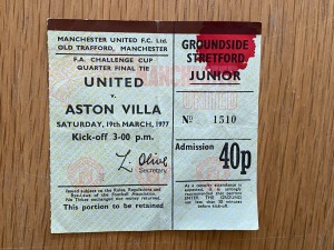 Manchester United v  Aston Villa FA Cup   Match Ticket 1976/7 for sale on Ebay