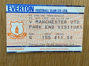Everton V Manchester United    Match Ticket 1993/4 for sale on Ebay