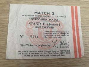 Manchester United   Postponed  Match Ticket  1970's ? for sale on Ebay