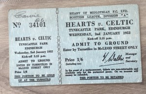 1952 ticket HEARTS v CELTIC   Full ticket league never used  for sale on Ebay
