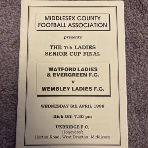 97/8 Watford Ladies & Evergreen v Wembley Ladies (Middlesex FA Ladies Cup Final) for sale on Ebay