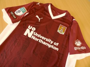 NORTHAMPTON TOWN | 2025/2026 | VERTU TROPHY SQUAD SIGNED BLOOD SHIRT | Size L for sale on Ebay