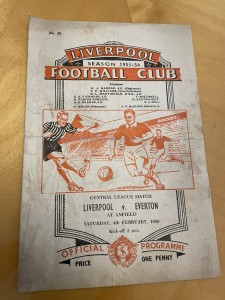 LIVERPOOL V Everton reserves 4.2.1956 for sale on Ebay