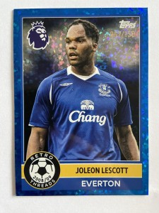 TOPPS PREMIER LEAGUE 2026 BLUE SPARKLE JOLEON LESCOTT /150 RETRO THREADS EVERTON for sale on Ebay