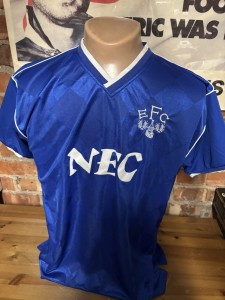 SCORE DRAW EVERTON GOODISON PARK RETRO 1980s HOME FOOTBALL SHIRT ADULT LARGE for sale on Ebay