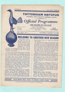 1956/57 PUBLIC TRIAL : TOTTENHAM HOTSPUR WHITES v BLUES ON 11TH AUGUST 1956 for sale on Ebay