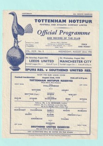 1956/57 FOOTBALL COMBINATION : TOTTENHAM HOTSPUR v SOUTHEND UNITED RESERVES for sale on Ebay