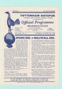 1956/57 FOOTBALL COMBINATION : TOTTENHAM HOTSPUR v MILLWALL RESERVES for sale on Ebay