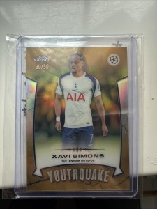 Topps Chrome UCC 25/26 Xavi Simons Youthquake Gold /50 Tottenham for sale on Ebay