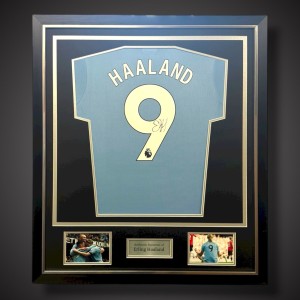 Erling Haaland Hand Signed And Deluxe Framed Manchester City Shirt With Coa for sale on Ebay