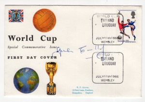 1966 WORLD CUP REMBRANDT ILLUSTRATED COVER HANDSIGNED JOHN CONNELLY MATCH CANCEL for sale on Ebay