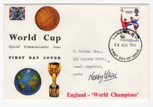 1966 WORLD CUP REMBRANDT ILLUSTRATED FIRST DAY COVER HANDSIGNED BY NOBBY STILES for sale on Ebay