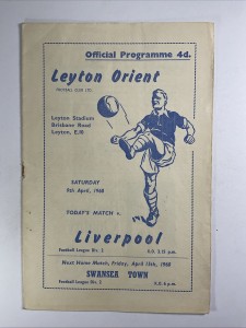 Leyton Orient v Liverpool;  9th April 1960 for sale on Ebay