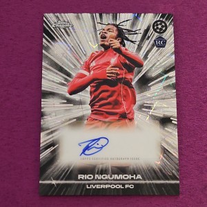 Topps Chrome UCC 2025-26 Rio Ngumoha Auto Black Lazer Rookie Card Liverpool FC  for sale on Ebay