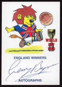 1966 WORLD CUP WILLIE AUTOGRAPH CARD HANDSIGNED BY GERRY BYRNE LIVERPOOL FC for sale on Ebay