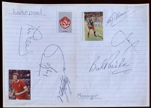 LIVERPOOL signed 1976 Team autograph book page BOB PAISLEY CLEMENCE KEEGAN for sale on Ebay
