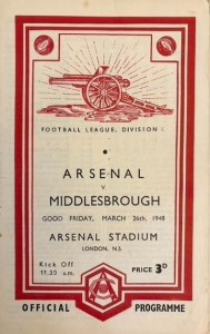 Arsenal (Champions) v Middlesbrough Div 1 1947/48 for sale on Ebay