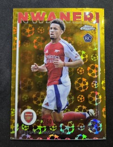 Topps 2024-25 UCC Chrome Logofractor Ethan Nwaneri 22/50 Rookie RC Gold Arsenal for sale on Ebay