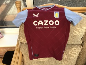 Aston Villa Cazoo Shirt.  Fit 7/8 year old. Bailey 31. for sale on Ebay