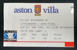 MANCHESTER UNITED V CHELSEA-31/03/96-FA Cup Semi Final Ticket-Villa Park-Holte for sale on Ebay