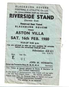 Blackburn Rovers v Aston Villa  1979/80  FA Cup TICKET for sale on Ebay