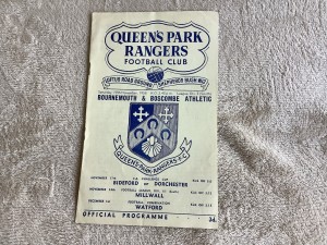 Queens Park Rangers QPR V Bournemouth & Boscombe Athletic. 10th Nov 1956. Div 3 for sale on Ebay