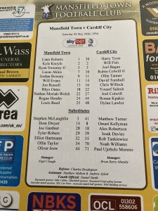 Mansfield Town v Cardiff City team sheet 02/05/2026 SkyBet League One for sale on Ebay