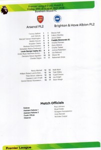 ARSENAL U21 V BRIGHTON & HOVE ALBION U21 25/26 @ BOREHAM WOOD FC for sale on Ebay