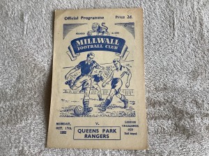 Millwall V Queens Park Rangers QPR. 17th Oct 1955. London ChallengeCup 2nd Round for sale on Ebay