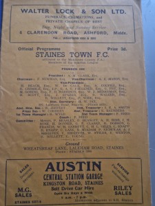 1958/59 Staines Town v Rayners Lane Spartan League  for sale on Ebay