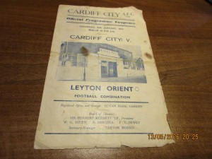 CARDIFF CITY  reserves  v  LEYTON ORIENT  reserves   1955/6  JANUARY 28th for sale on Ebay