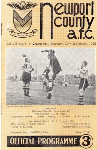 Newport County v Crystal Palace  September 27th 1956 for sale on Ebay