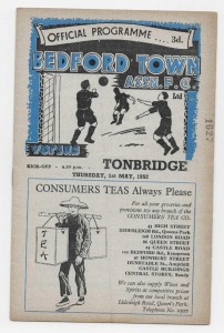1951/52 Southern League - BEDFORD TOWN v. TONBRIDGE for sale on Ebay