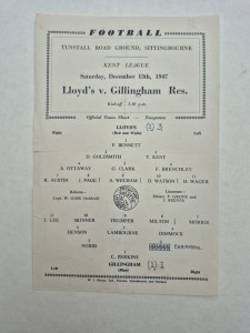1947-48 Lloyd's V Gillingham Reserves Saturday 13th December 1947 Kent League for sale on Ebay