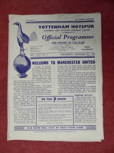 SPURS v MANCHESTER UNITED | 1954/1955 | DIV. 1 | 8 SEP 1954 | UK FREEPOST for sale on Ebay